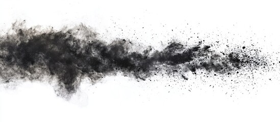 Fototapeta premium Freeze Motion Of Black Dust Explosion Isolated On White Background