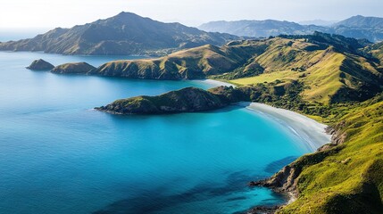 Tranquil Coastal Landscape with Emerald Waters