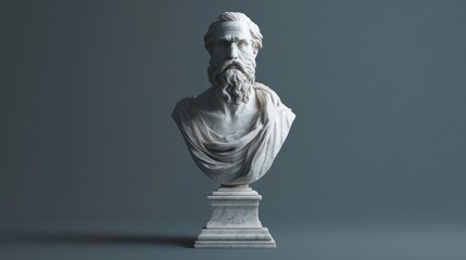 Obraz premium Marble bust of a philosopher in a standing pose Created using AI technology