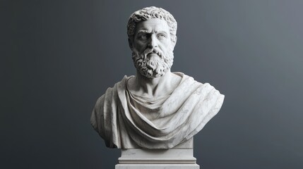 Fototapeta premium Marble bust of a philosopher in a standing pose Created using AI technology