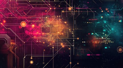 Obraz premium A digital backdrop showcasing geometric patterns and textures with a cyber aesthetic