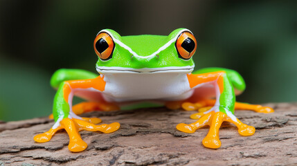 Fototapeta premium Curious Red-Eyed Tree Frog