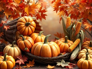 Cornucopia with Blank Center Background