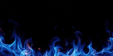 Blue Flames on Black Background