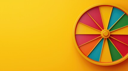 Playful 3D illustration of a trivia wheel game featuring blank text areas for customizable fun!