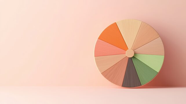 Playful 3D illustration of a trivia wheel game featuring blank text areas for customizable fun!