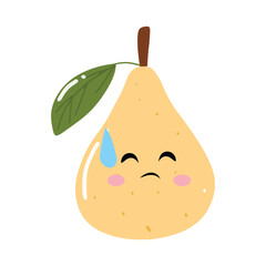 adorable kawaii pear emoticon gesture face element stock design