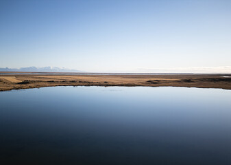 Obraz premium Aerial Photo of Víkurflóð lake, in Laki Area, in Iceland, on a Sunny Day