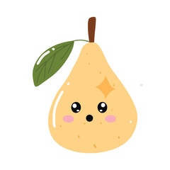 adorable kawaii pear emoticon gesture face element stock design