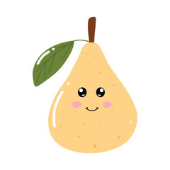 adorable kawaii pear emoticon gesture face element stock design