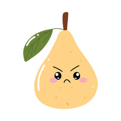 adorable kawaii pear emoticon gesture face element stock design