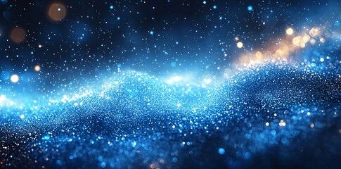 Obraz premium A serene blue bokeh background perfect for Christmas designs, evoking a tranquil atmosphere ideal for holiday greetings, invitations, and seasonal decor.