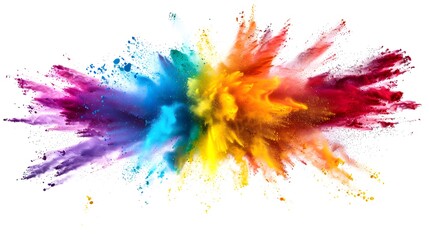 Colorful Powder Explosion Isolated on White Background