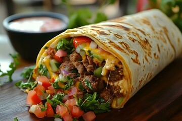 Delicious Beef Burrito Loaded with Fresh Vegetables