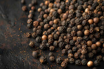 A pile of black pepper sitting on top of a table