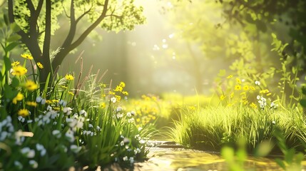 Fototapeta premium A lovely summertime natural scene with plants yellow sunshine