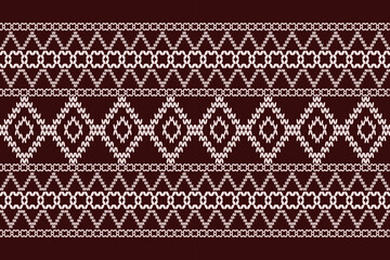 Ikat abstract geometric embroidery oriental traditional seamless knitted pattern. Native decorative Aztec design for fabric, clothing, wallpaper, ornament, texture, elements, interior, decoration