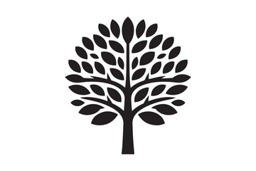 Minimalist Tree Silhouette Design with Symmetrical Leaves - Nature Art 41.eps