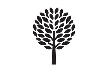 Obraz premium Minimalist Tree Silhouette Design with Symmetrical Leaves - Nature Art 50.eps