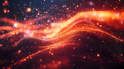 Wave of particles. Abstract particle. Data visualization. Abstract digital background. 4k rendering. 