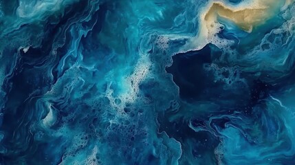 Ocean's Elegy, abstract art with marble and agate elements, fluid and vibrant with deep textures