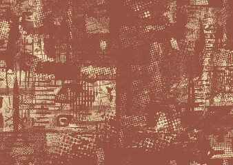 Background with glitch distorted grunge textures . grunge background texture with halftone dots, glitched shapes, textures and lines .Screen print vector background with grunge textured surface.