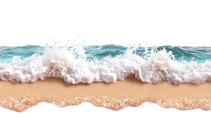 Waves Crashing on Sandy Beaches During Summer Holiday Vacation Generative AI