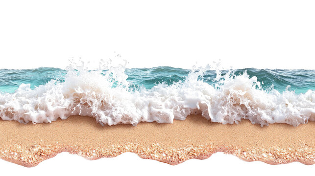 Waves Crashing on Sandy Beaches During Summer Holiday Vacation Generative AI
