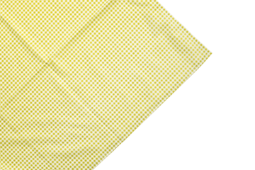 Placemat fabric cloth or arrangement of gingham-patterned fabrics in pastel green tones, isolate on a white background.food menu design textile
