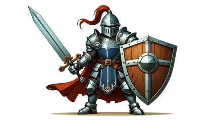 Naklejka premium Playful Medieval Knight in Gaming Style
