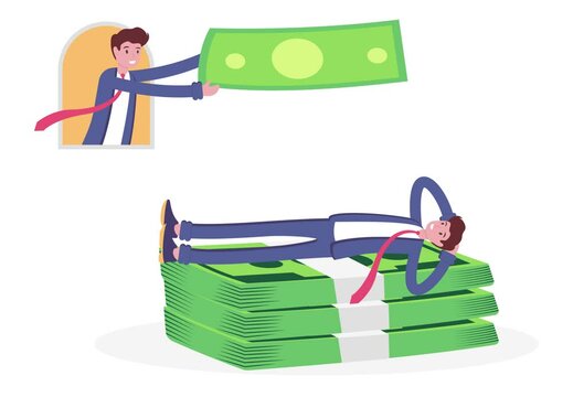 Thief stealing money blanket businessman, vector illustration cartoon

