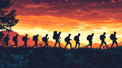 Fototapeta premium An informative graphic illustrating the journey of a migrant seeking asylum.