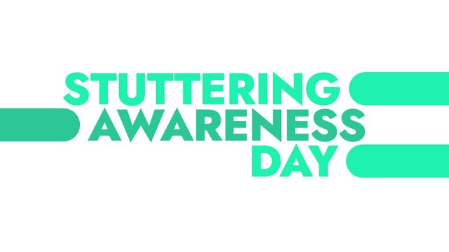 Stuttering Awareness Day colorful motion graphics seamless loopable text animation on white or black background great for celebrating awareness about stuttering awareness day in October