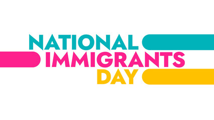 National Immigrants Day colorful text typography on white or black background banner illustration great for wishing and celebrating Happy National Immigrants Day in October