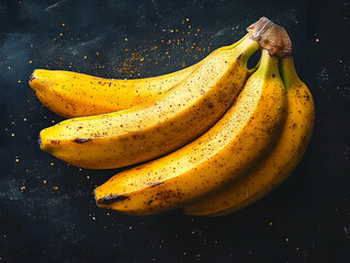Fresh Organic Bananas on Dark Background Healthy Tropical Fruit for Nutrition and Desserts