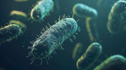 Fototapeta premium Ancient microbes under microscope reveal intricate cellular structures, showcasing their mysterious and ancient nature, ideal for scientific and educational content.