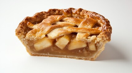 Fototapeta premium Freshly baked apple pie with a golden crust and visible filling