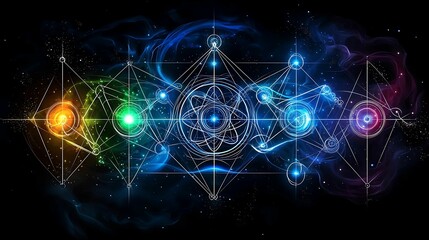 Exploring the mystical interplay of science energy and cosmic connections in a vibrant visual representation