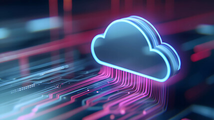 Cloud image representing connectivity and data flow, creating a technological network. Data storage and transmission technology.