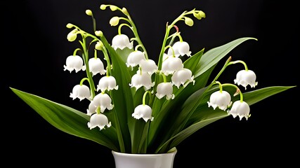 Obraz premium Snowdrop flowers isolated on black