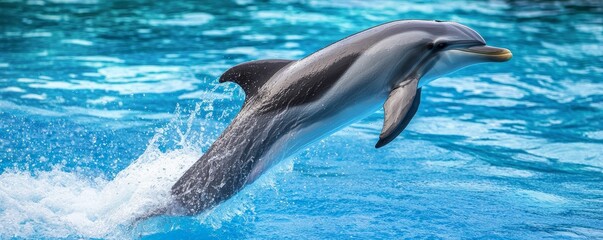 A dolphin leaping from the water.