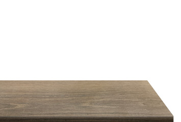 Side view of empty wooden table isolated PNG transparent.