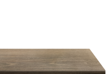 Side view of empty wooden table isolated PNG transparent.