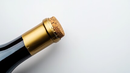 Bottle Top with Cork on Plain Background