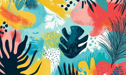 Abstract floral painting with vibrant colors.