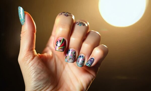 Colorful nail art design