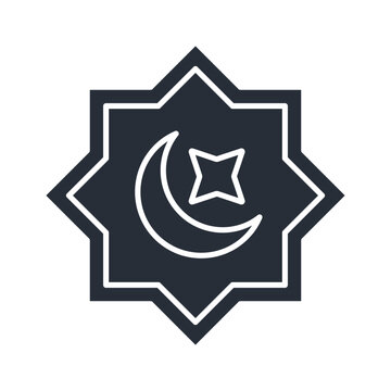 recommend clip art: Islamic design icon. Moon and masjid silhouette vector illustration.