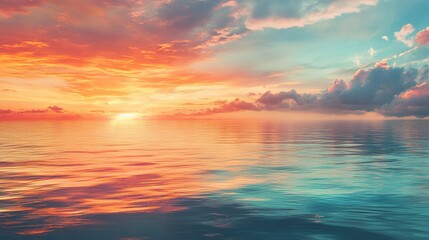 Obraz premium Serene Sunset Over Calm Ocean Waters