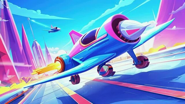 Cartoon Jet Race in Futuristic World