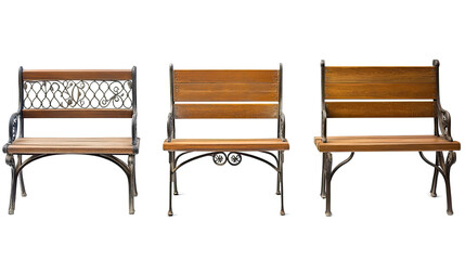 Various Styles of Outdoor Benches for Parks and Waiting Areas Generative AI